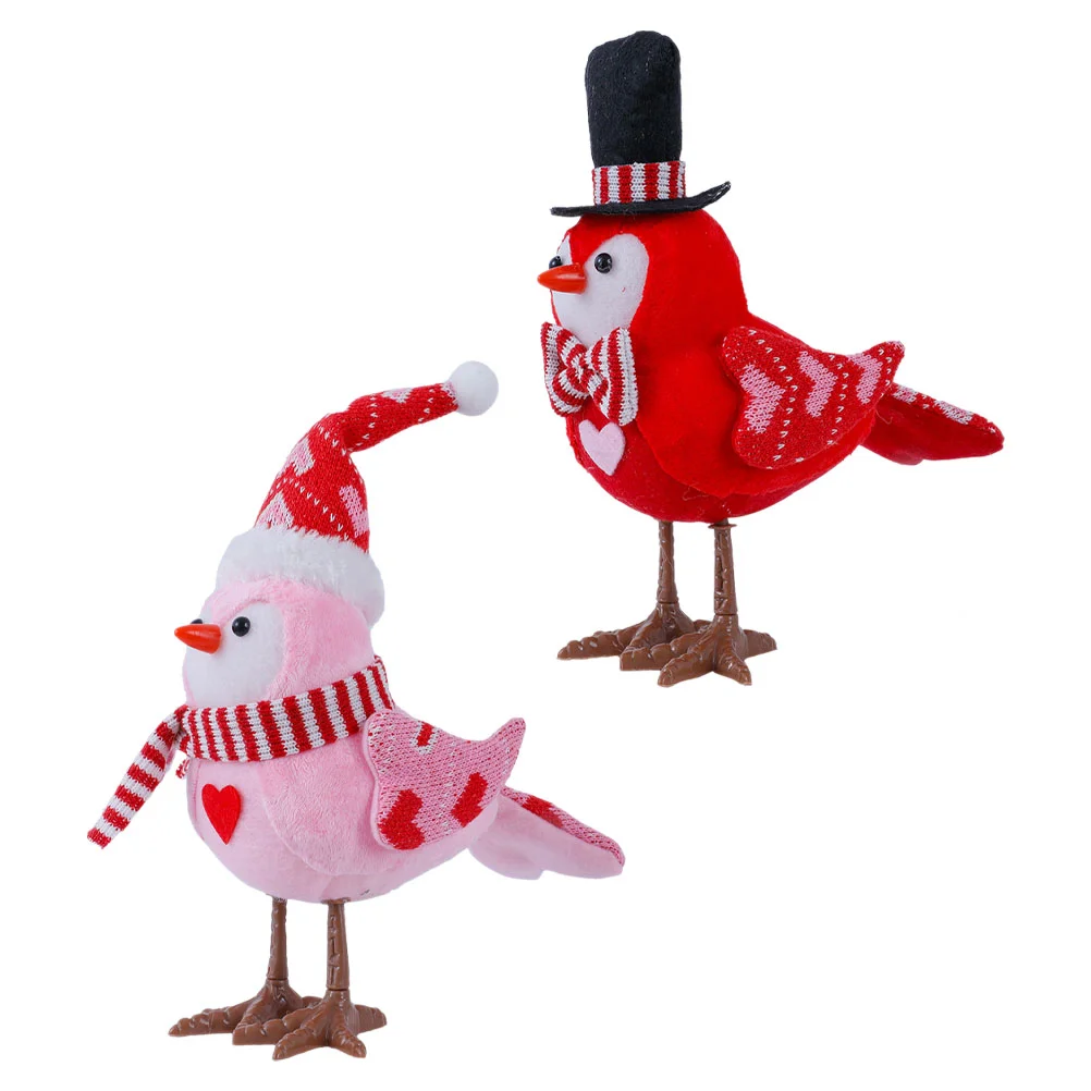 

2 Pcs Solar Lights Glowing Bird Ornaments Window Valentine's Day Table Centerpiece Lovers