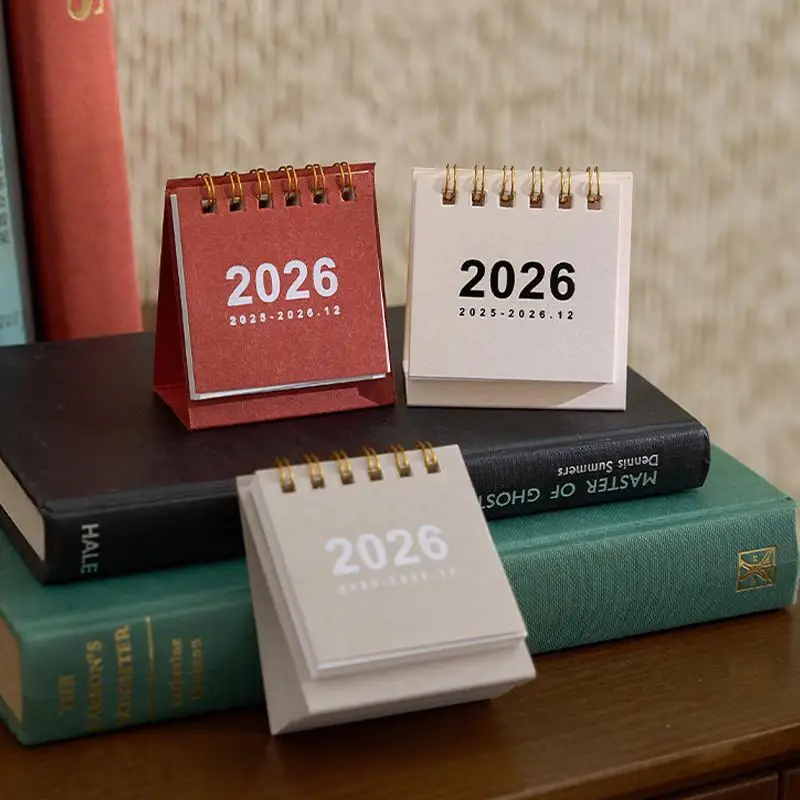 2026 Simple Mini Solid Color Calendars Portable Office Desktop Decoration Calendars Student Monthly Calendar Yearly Calendar