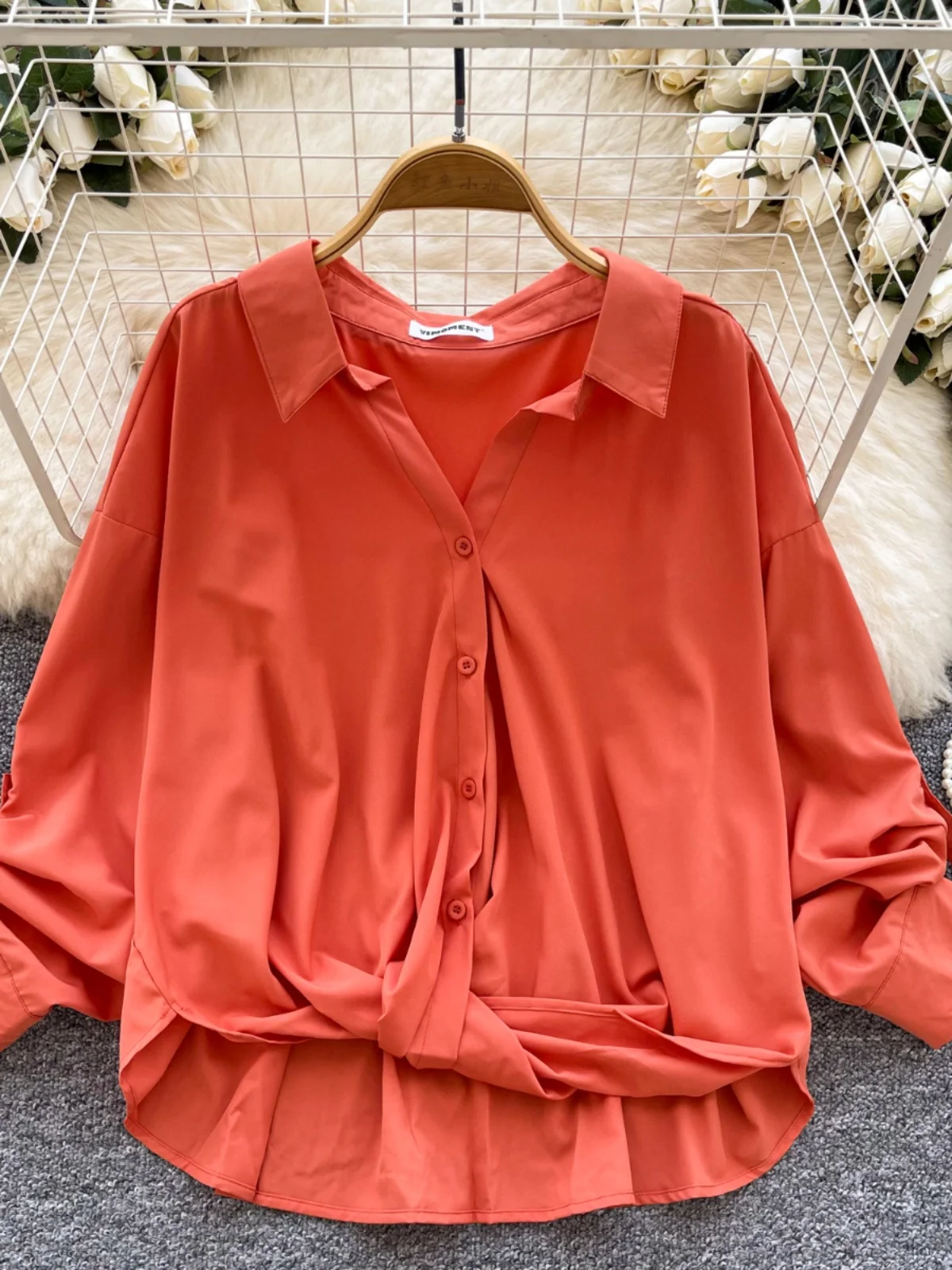 mat Kleur Lang Sve irt Dames Los Vlees Verhullend Ontwerp Ele Woon-werkverkeer Casual Top Polyestervezel