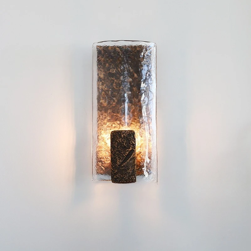 

Nordic Rectangle Aluminium Wall Lamps LED Light Ripple Glass Lampshade Personality Living Room Study Restaurant Corridor Sconces