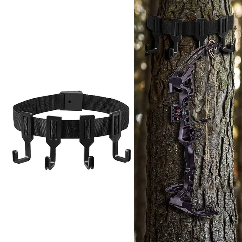 A19Q-Gear Hanger Thick Strap Bow Hanger Multi-Hook Accessory Holder Portable Thick Strap Bow Hanger Outdoor Gear Holder