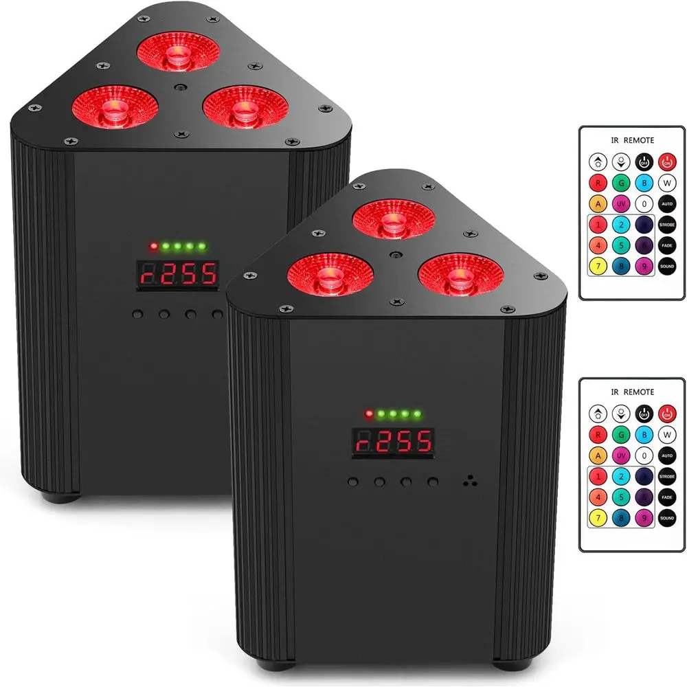 

Battery Powered Stage Par Lights - 4IN1 RGBW ull Color LED - 6H All-Color Runtime - Remote & DMX Control - Rechargeable Uplights