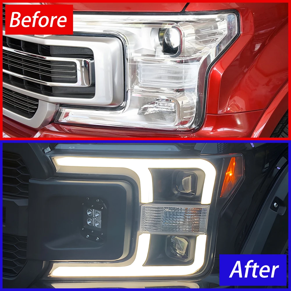 For Ford Raptor F150 2018-2019 LED Auto Upgrade New Style Headlights Assembly Projector Lens Car Tool Accessories Plug and Play