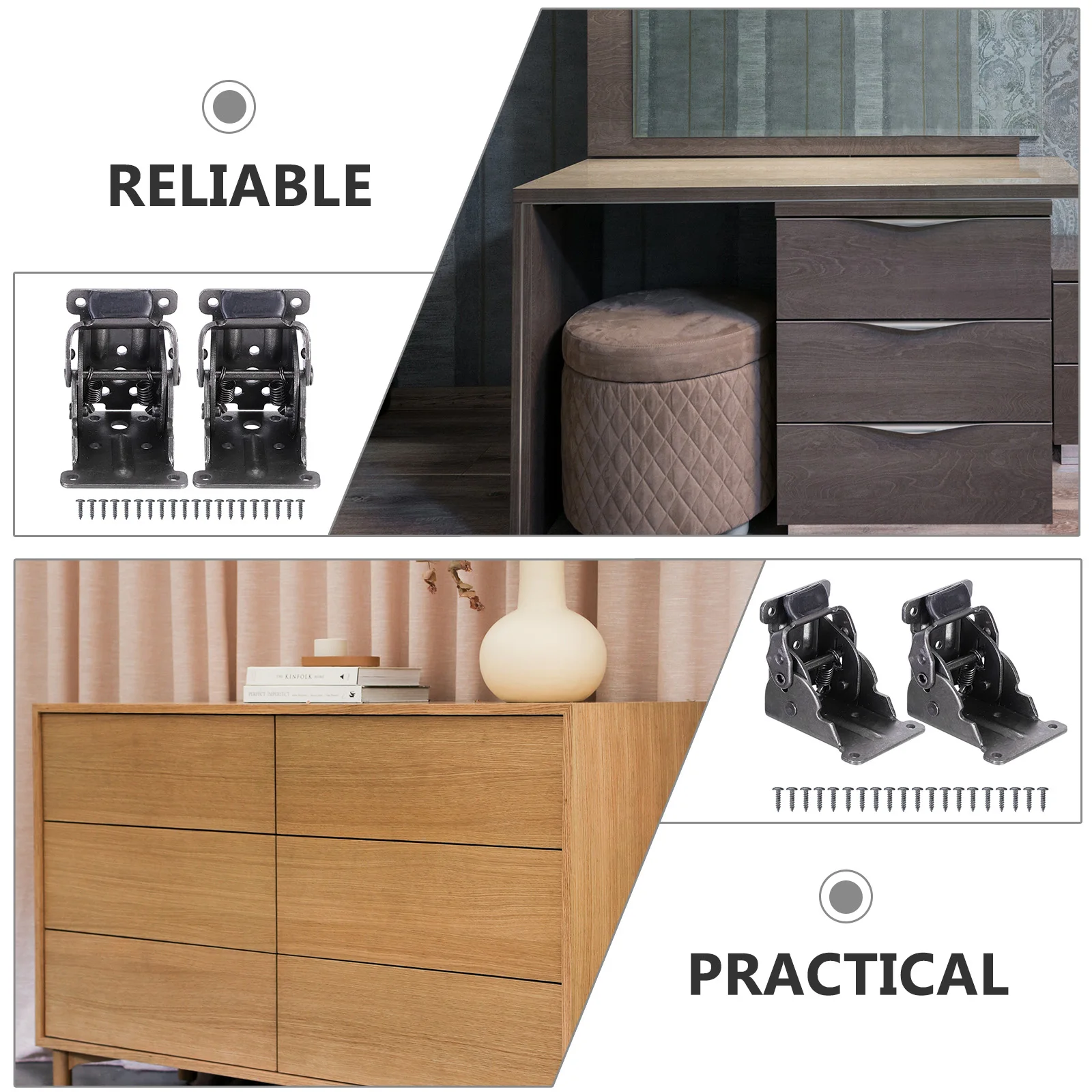

2pcs Folding Table Leg Hinges 2 Sets Screws Durable SPCC Spring Lock Kitchen Laundry Furniture Support Hardware