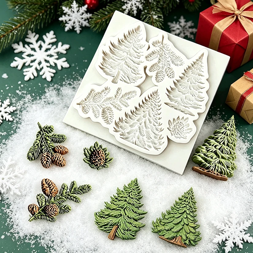 Christmas Tree Pine Cone Silicone Mold for Sugarcraft Resin Cupcake Baking Fondant Cake Decorating Tools