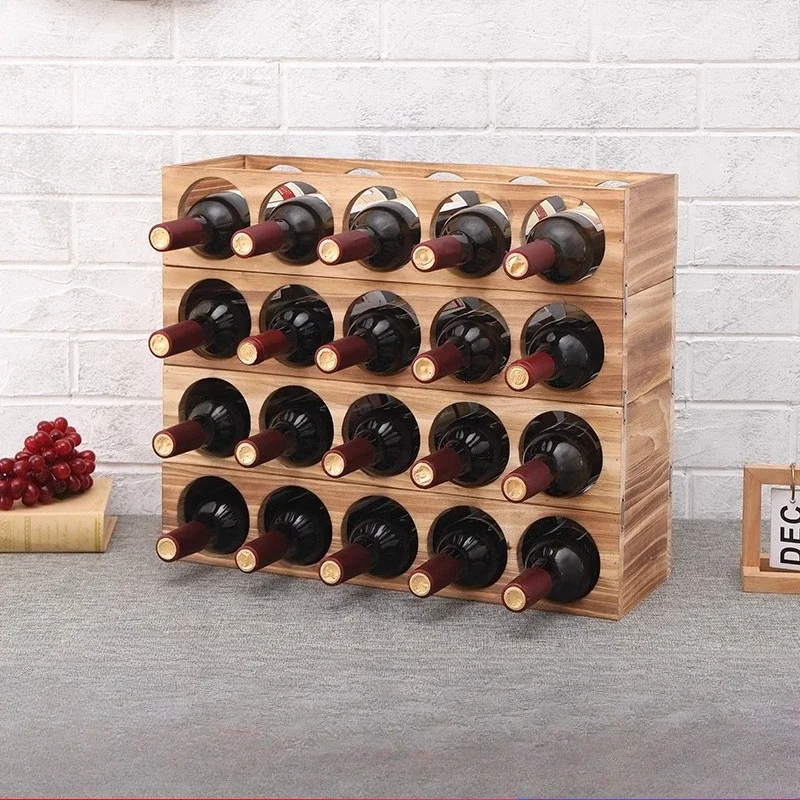 Modular Solid Wood Wine Rack, Stackable Bottle Shelf, Minimalist Display Stand—For Custom Cellars & Bars