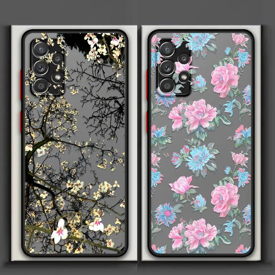 Creative Tree Branches Flowers Phone Cover Case for Samsung Galaxy A14 A23 A56 A55 A16 A15 A53 A54 A17 A52 A73 A33 A34 A36 A35