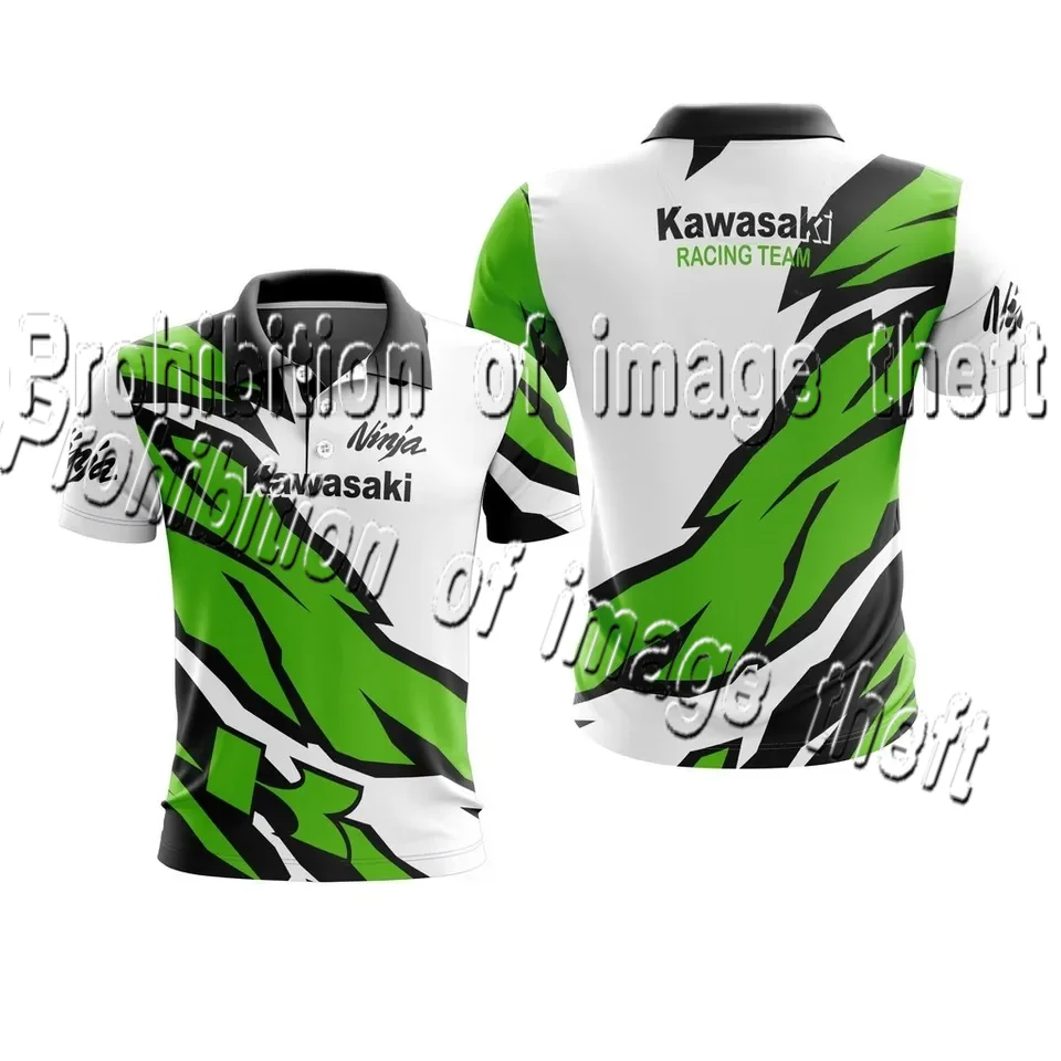 

Kawasaki Slim Button Polo Shirt Men's Summer Motorcycle Sports Top with Collar Design, Versatile for Daily Training