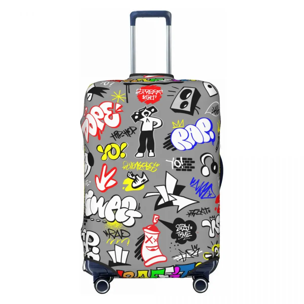 

Пользовательские рэп-музыка, уличный стиль, надписи, граффити, чехол для багажа, милый защитный чехол для чемодана, костюм для 18-32 дюймов