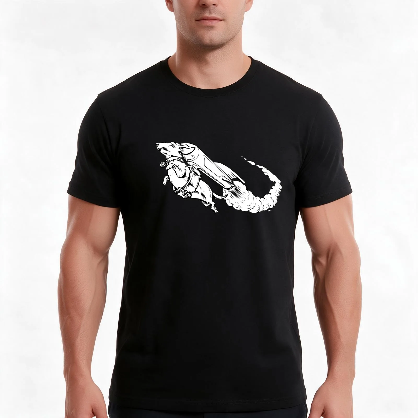 Booster the Rocket Dachshund T-Shirt, Summer Casual Cotton Tee, Oversized Streetwear Tops, Vintage Graphic Print, 100% Cotton