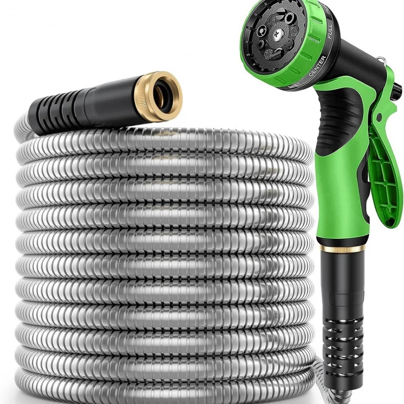 Stainless steel garden hose car wash watering garden tool functional water gun set