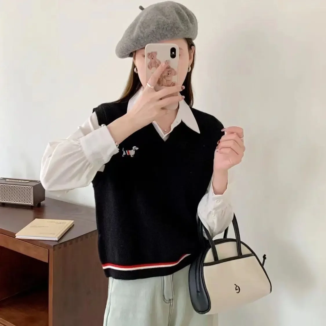 Spring Knitted Sweater Women Golf Wear Casual V-Neck Pullover Vest All-match Sleeveless Female Golf Clothing Loose Tops Jumper