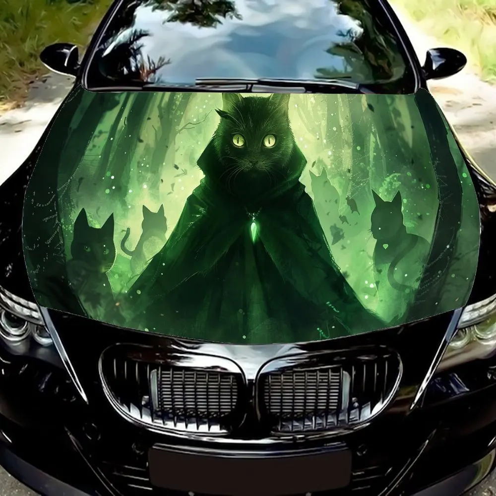 

Easy-to-install Car hood film, stickers with Mystical Cat with Glowing Eyes pattern - car vinyl wraps, exterior accessories suit