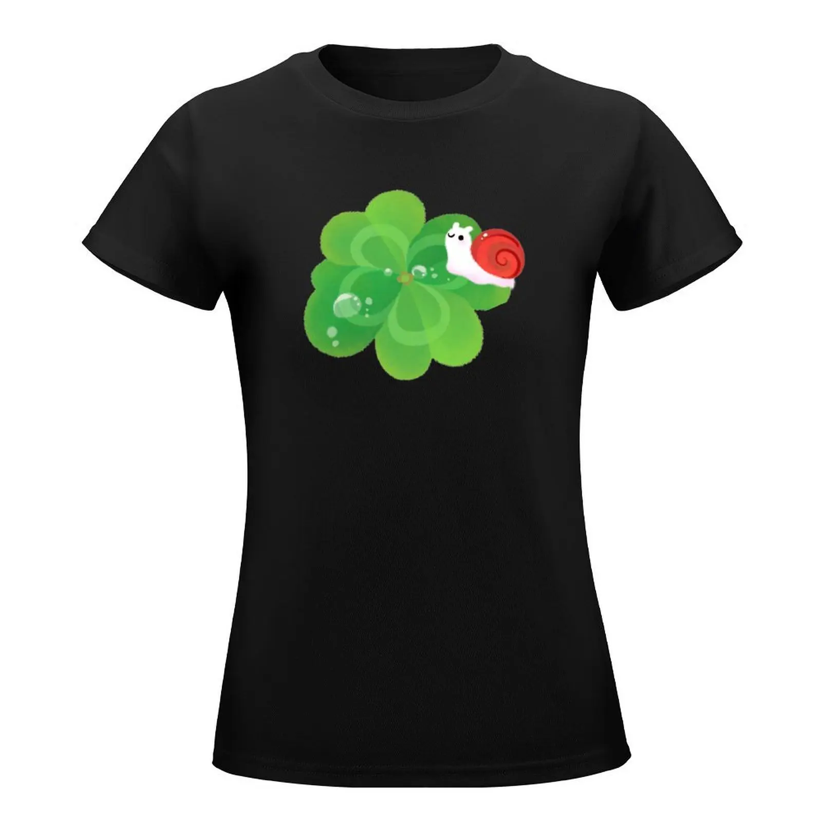 Happy lucky snail T-Shirt vintage clothes korean fashion summer clothes black t shirts for Women