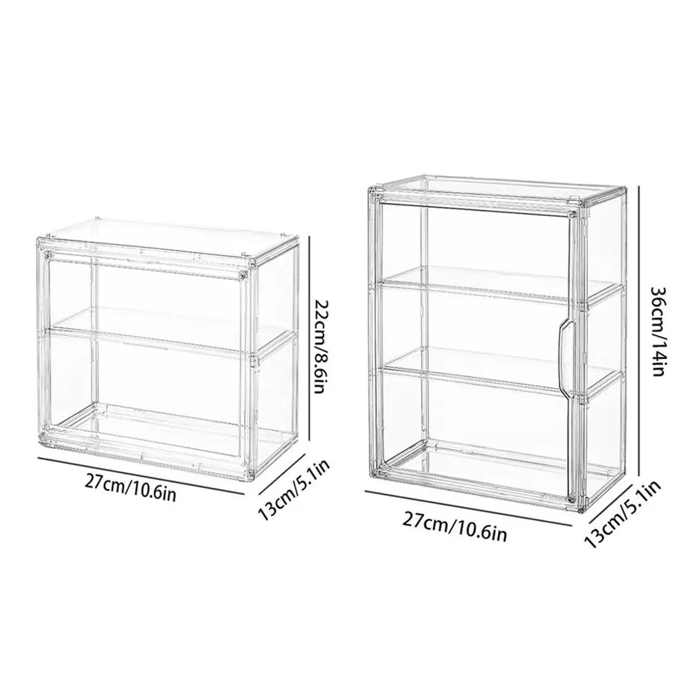 Nieuwe stapelbare doorzichtige opbergdoos Desktop Organizer Meerlaagse acryl displaydoos Stofdichte showcase collectible