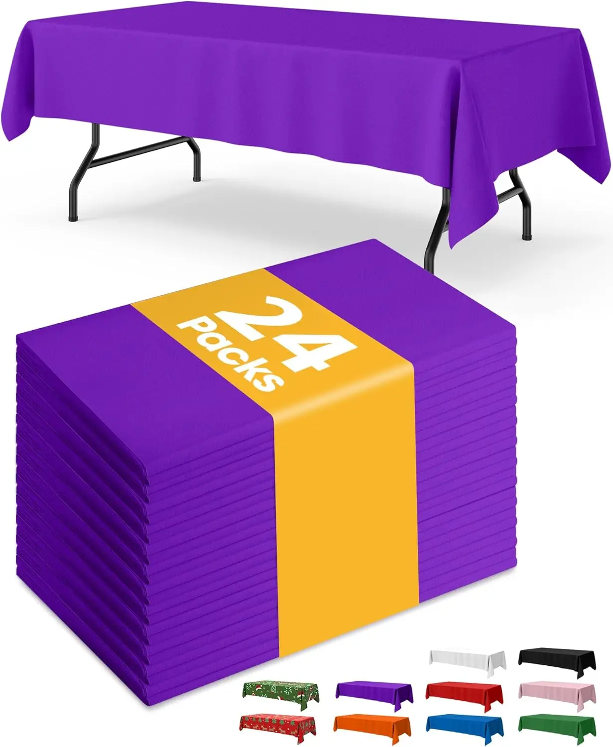 

Purple Plastic Table Cloth - 24 Pack 54' × 108' RecDisposable Tablecloths for 6FT Tables, Waterproof