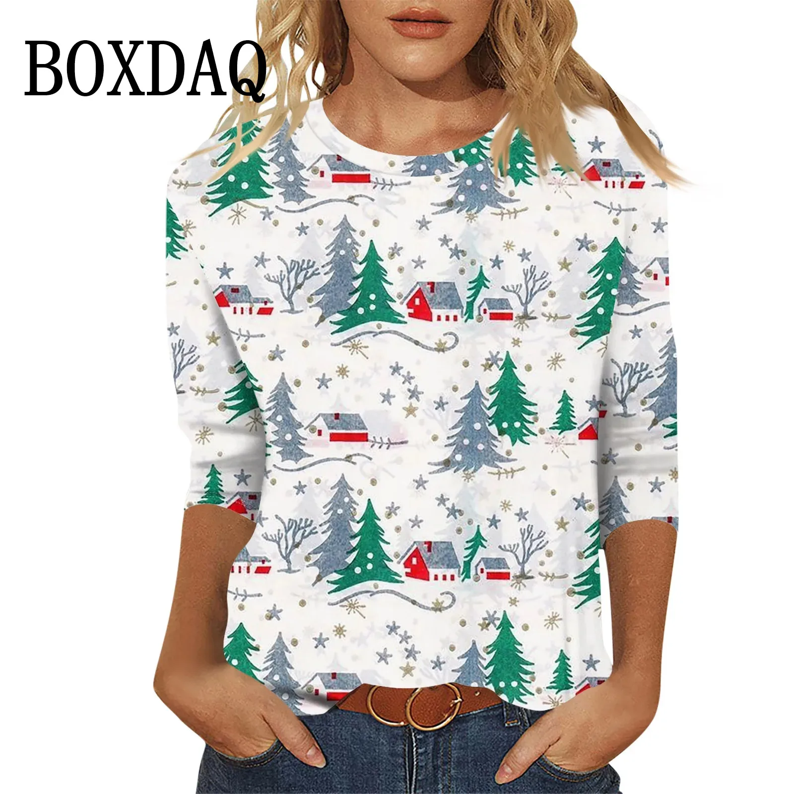 

Christmas Women's T-Shirt Christmas Tree 3D Printed Long Sleeve T-Shirts Winter New Fashion Women Clothing Y2k Female Tops Tees