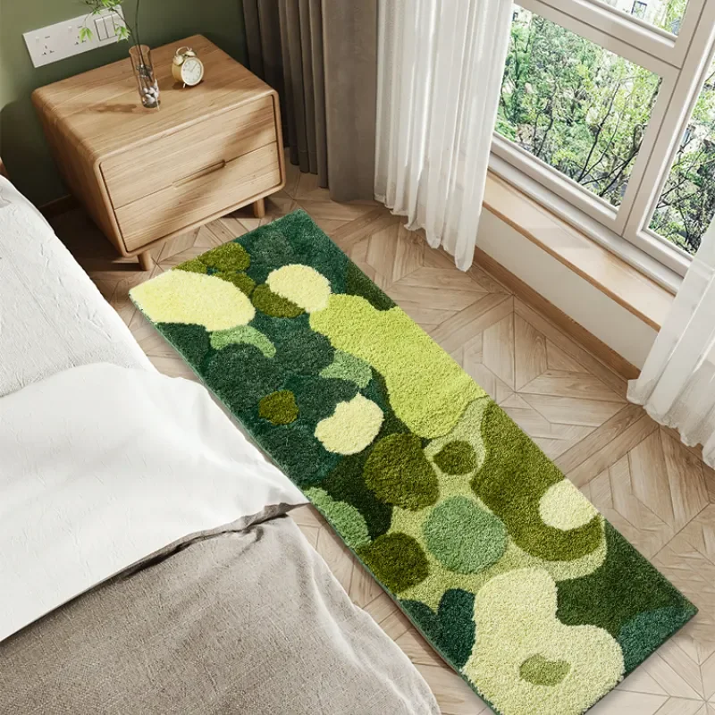 3D Stereo Moss Tufted Rug for Living Room Bedroom Modern Green Forest Moss Shaggy Carpet Bedside Floor Mat Anti-slip Home Decor