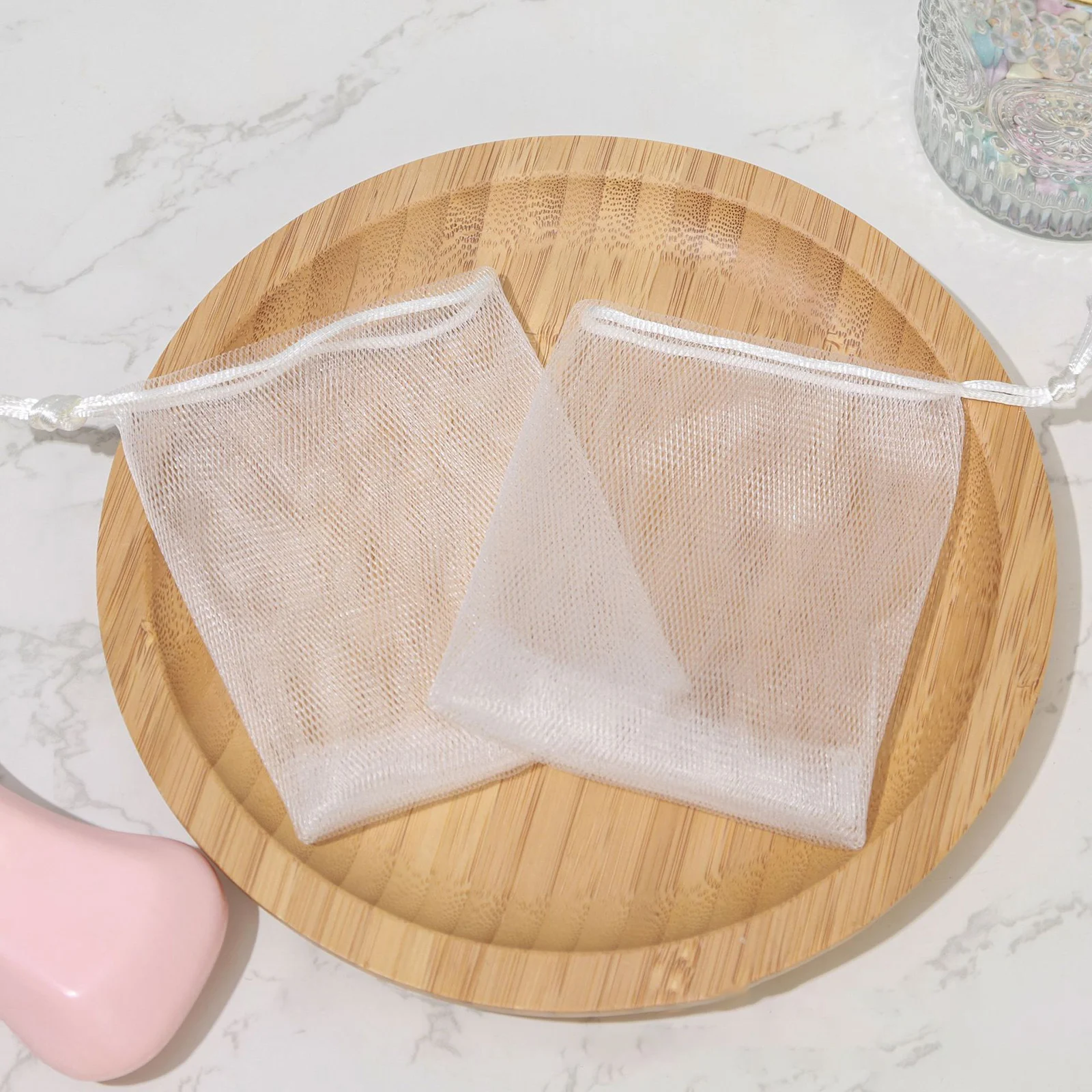 Foaming Soap Bags Facial Cleanser Mesh Bag Drawstring Bag Shower Bubble Foam Net Bath Body Washing Household Cleaning Supplies