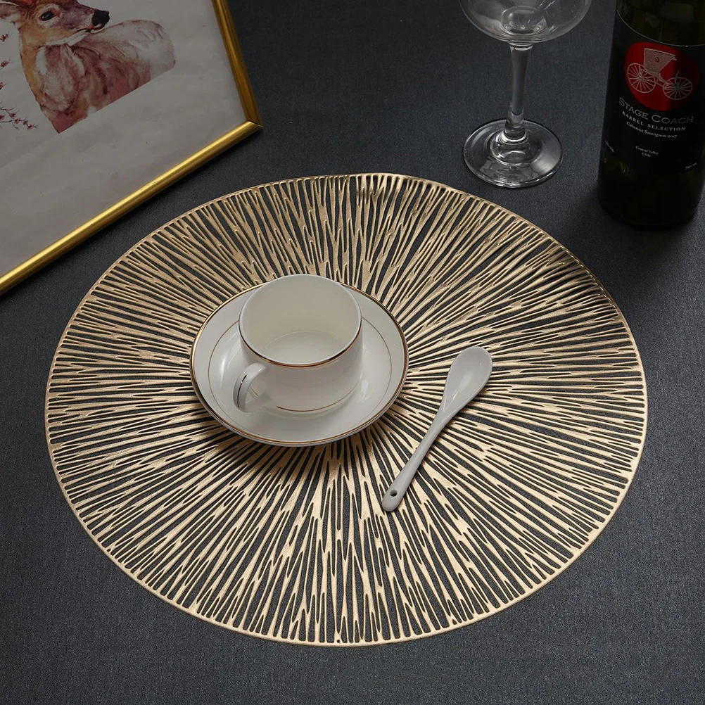 

2Pcs PVC Round Cutout Foldable Heat Resistant Mats for Dining Table Home Party Hotel Restaurant Buffet Tableware