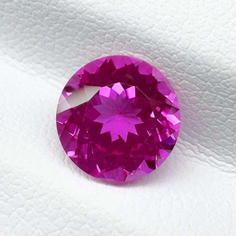 Lab Grown Sapphire Hot Pink Color Round Shape Charms Bead for Diy Jewelry Making Bracelet Materials Selectable AGL Certificate