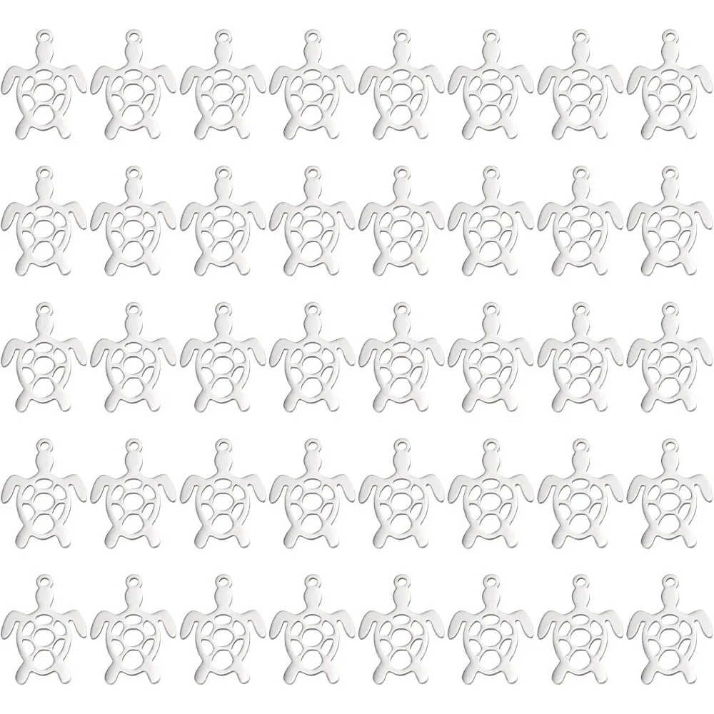 

40Pcs Turtle Pendant Stainless Steel Hollow Animal Pendants Small Sea Turtle Charms Pressed Frame Charms Jewelry Findings