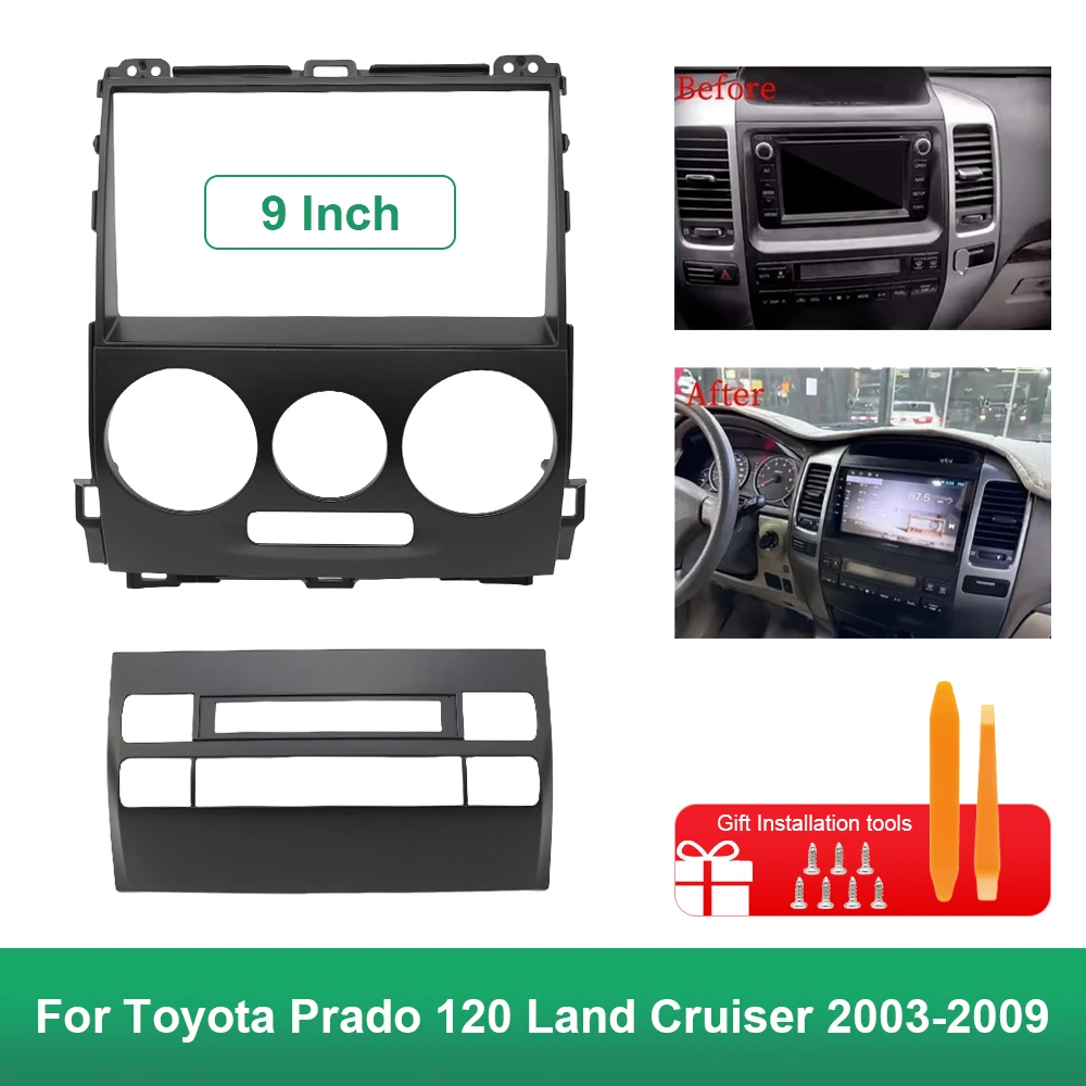 9 Inch Car Frame Fascia Adapter Canbus Box Android Radio Dash Fitting Panel Kit For Toyota Prado 120 Land Cruiser Lexus GX470
