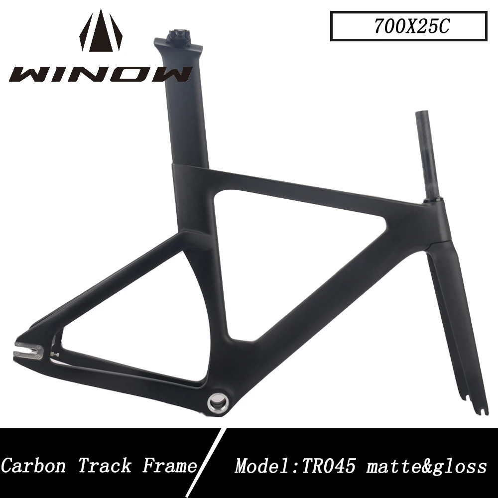 

Winow Track Carbon Frame 700*25C BSA68 1-1/8 to 1-1/2'' Headset Racing Bike Frames Black Matte Gloss Road Frame Track Frameset