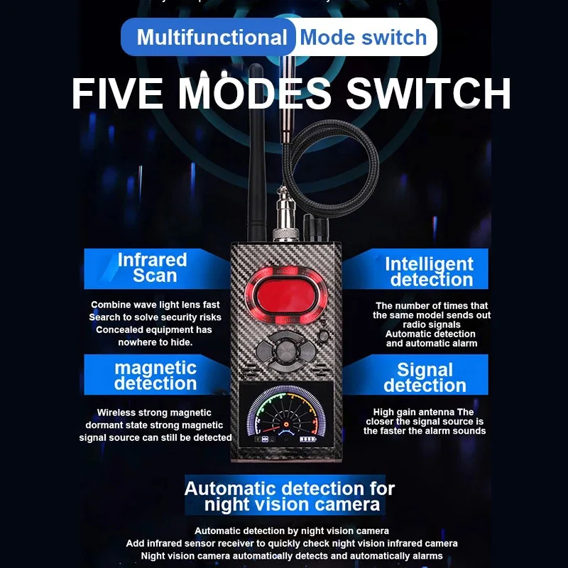 Imagem -04 - Anti Spy Detector de Câmera Escondida Sinal rf Lente sem Fio Bug Gps Tracker Dispositivo Gsm Magnético Scan Finder K99 K88 Novo