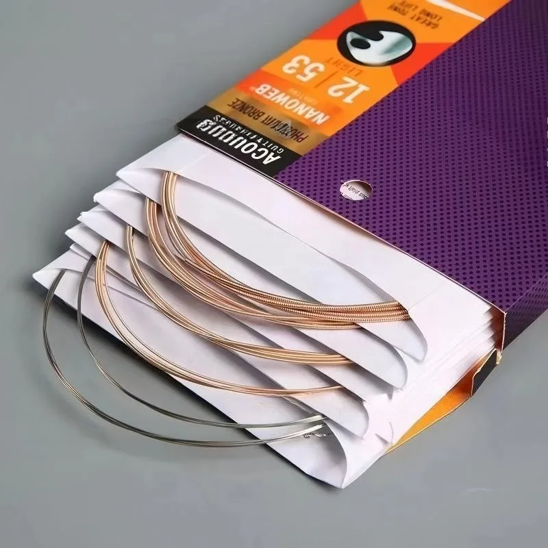 Coated Acoustic Guitar Strings Phosphor Bronze & Brass Full Set Anti-rust Folk Guitar Replacement Strings view 2