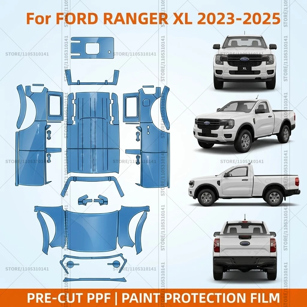 

Предварительно нарезанная прозрачная защитная пленка PPF для бампера, автомобильная прозрачная пленка для Ford Ranger XL 2023-2025