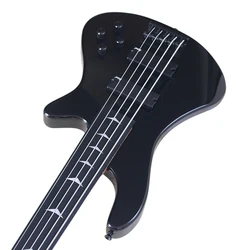 Fretless Electric Bass Guitar 5 String 43inch Solid Basswood Body Bass Guitar High Glossy Black Color