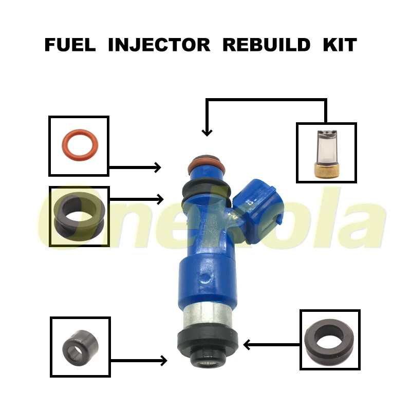 Fuel Injector Service Repair Kit Filters Orings Seals Grommets for Subaru WRX / STI 16611-AA720 2.5L 842-12341