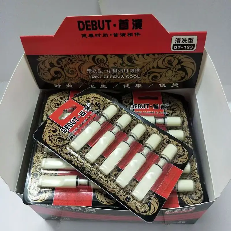 DT-123 Ivory White Mouthpiece l Thick Medium-Regular Cigarette Purifier with Washable Filter System, Reusable Design