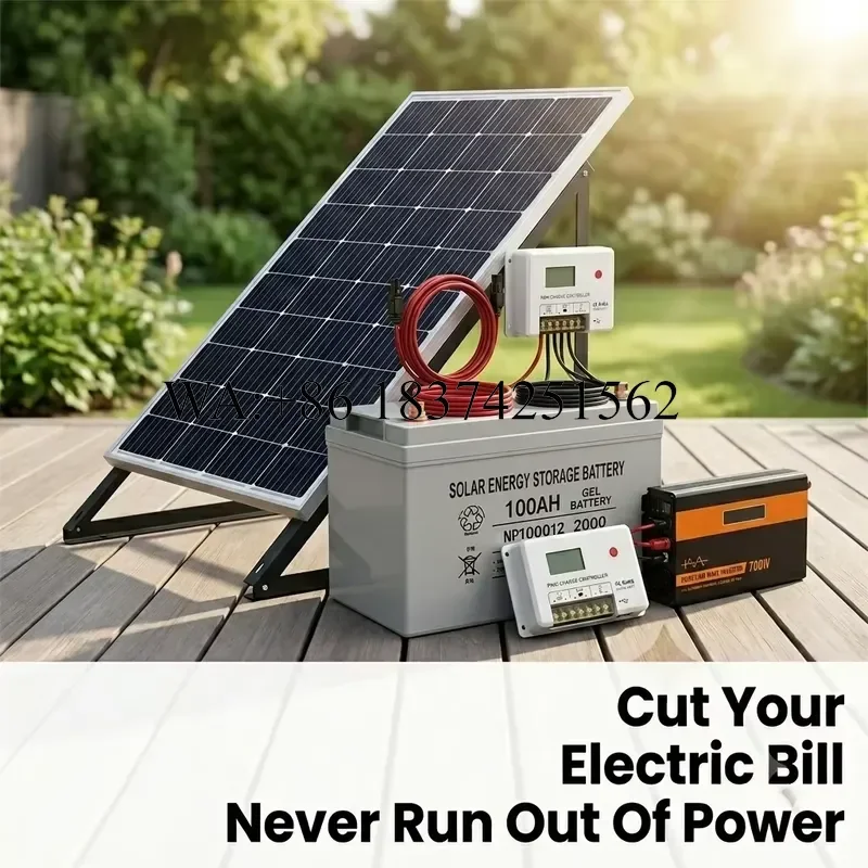 Wmwmnu Robust Off Grid Solar Generator Kit 200W 100Ah Gel Battery with DC Output Long Cycle Life for Telecom Station Complete