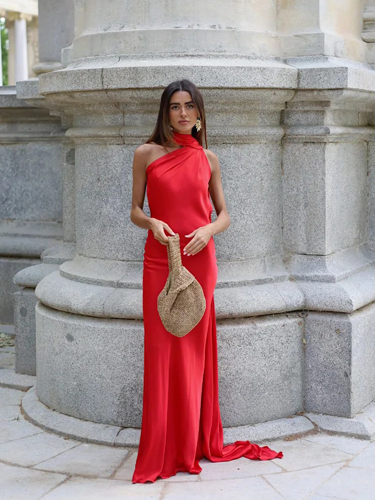 فستان حفلات مثير بشريط من الساتان للنساء أنيق بدون ظهر مكشوف الأكتاف بدون أكمام فساتين نسائية لصيف 2026 رداء متين