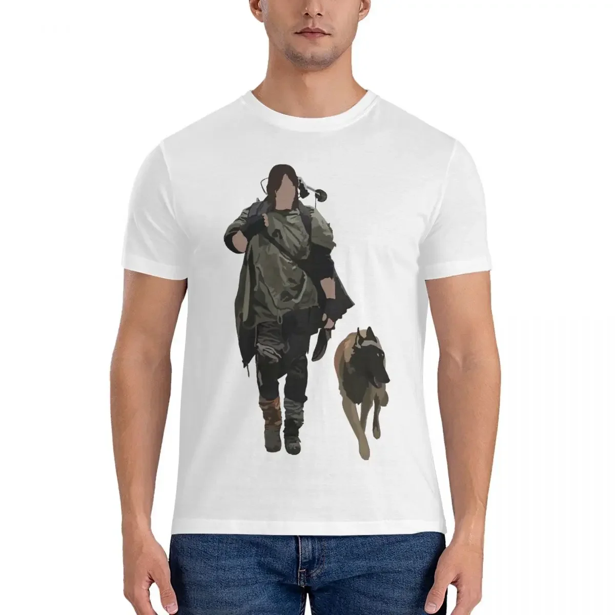 Main Character T Shirt Men 100% Cotton Unique T-Shirt Round Neck T-The Walking Dead Daryl Dixon Tees Short Sleeve Clothing