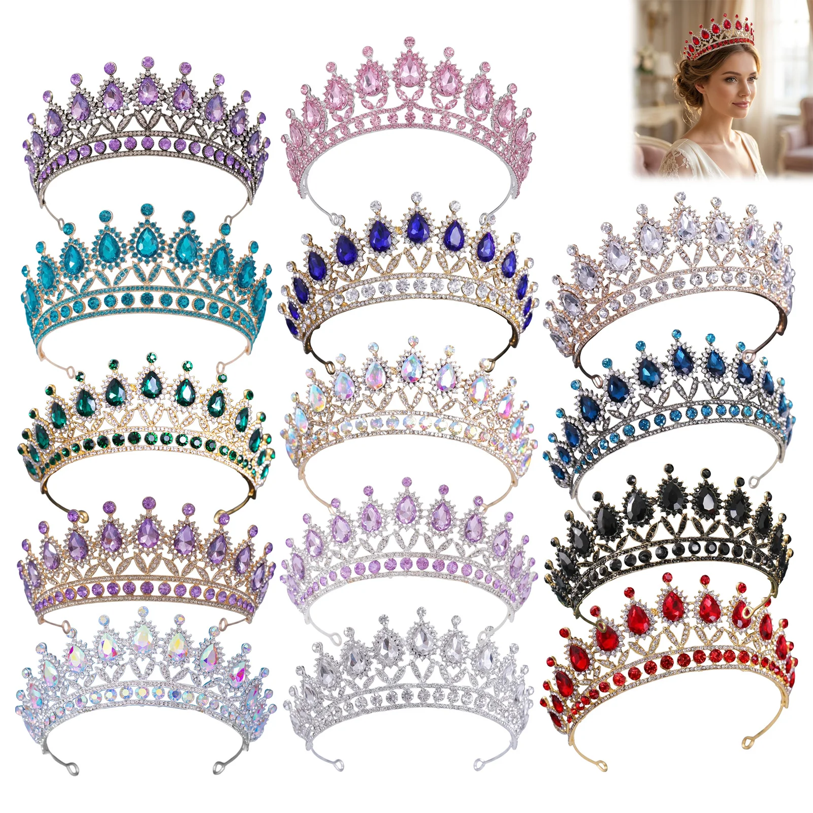 Princess Alloy Tiara Luxury Rhinestone Headband Wedding Hair Accessory Baroque Crystal Crowns Bridal Party Events Hair Jewelry