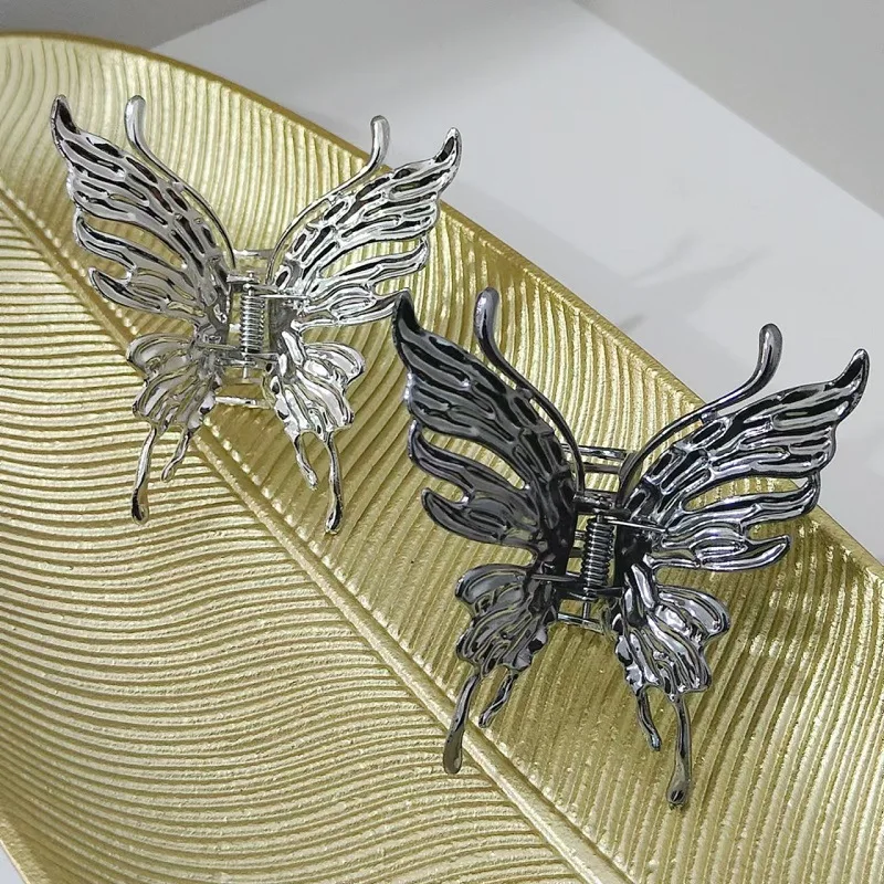 Butterfly Hair Clip Bright Silver Cross Geometric Hairpin Rose Flower Hair Claw Woman Girls Styling Barrette Headdress