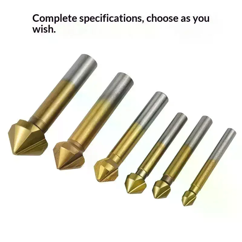 End Mill Cutter 3 Flute Round Shank 90 Degree HSS Countersink Deburring Tapered Drill Bit Chamfering - view 3