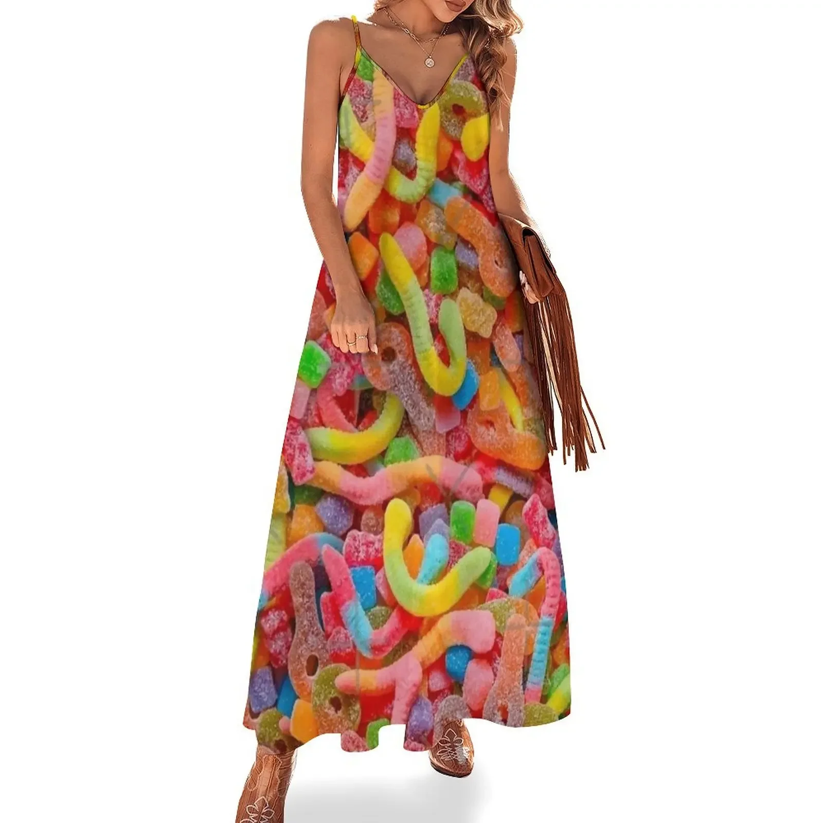 

Gummy Worms Candys Sleeveless Dress Long dresses Summer skirt Dress
