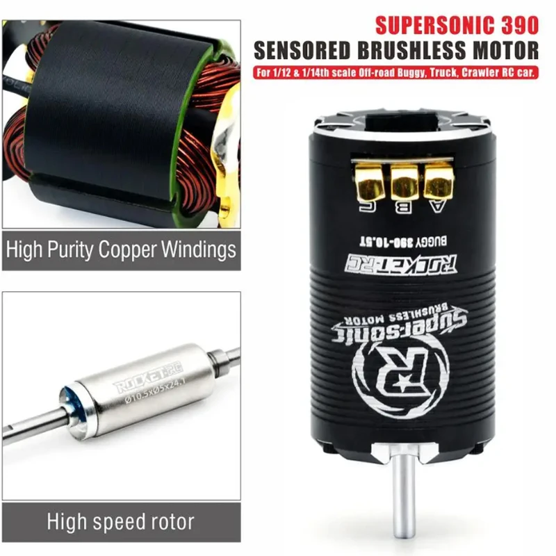 Silnik Surpass Hobby Rocket-RC Supersonic 390 2280KV 2950KV 3650KV 4450KV Bezszczotkowy z Czujnikiem do Samochodów RC 1/12 1/14