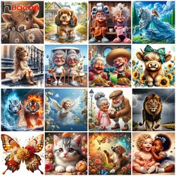 Huacan Coloring By Numbers Grandma Adult Zero Basic Hobby Oil Painting By Number Portrait Unique Gift Home Decoration