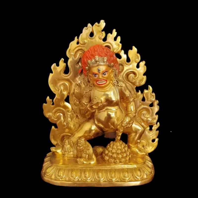 Nepalese Tantric Tibetan Buddhism Brass Gilded Black God of Wealth Buddha Statue Guardian Statue Ornament Home Desktop Decor