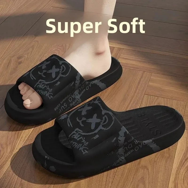 

Thick Bottom Slippers Women's Men's Indoor Home Bathroom Anti-slip Soft Bottom Home Couple Casual Style Slip-On Shoes