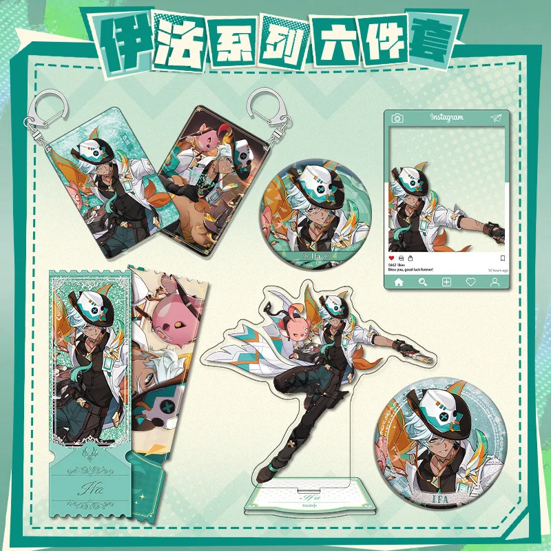 Genshin Impact Ifa Acrylic Figure Stand Badge Card Keychain Backpack Pendant Desk Decoration Game Cosplay Gift