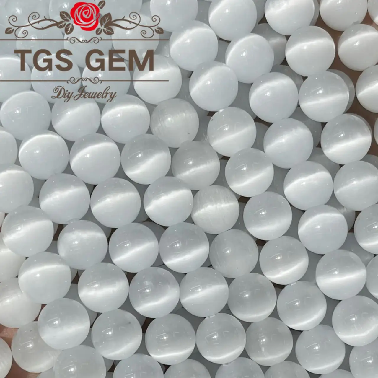 

Factory direct sales AAA white cat eye angel eye stone beads natural stone jewelry DIY bracelet accessories moon stone mermaid