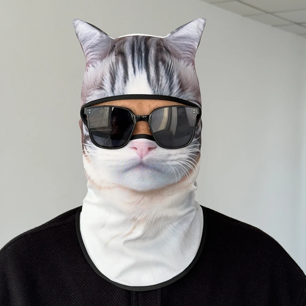 

3D Cat Printed Full Face & Neck Sun Protection Mask, Breathable Quick-Dry UV Protection Balaclava for Cycling and Motorcycling