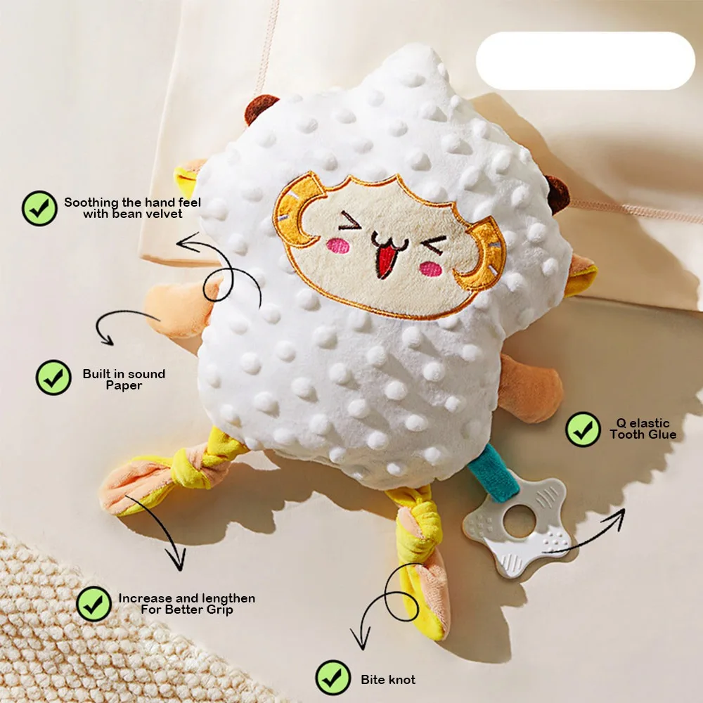 Fun Bean Velvet Baby Soothers Toys With Teether Cute Animal Stuffed Doll Grippable Safe Sleeping Toy for Infant