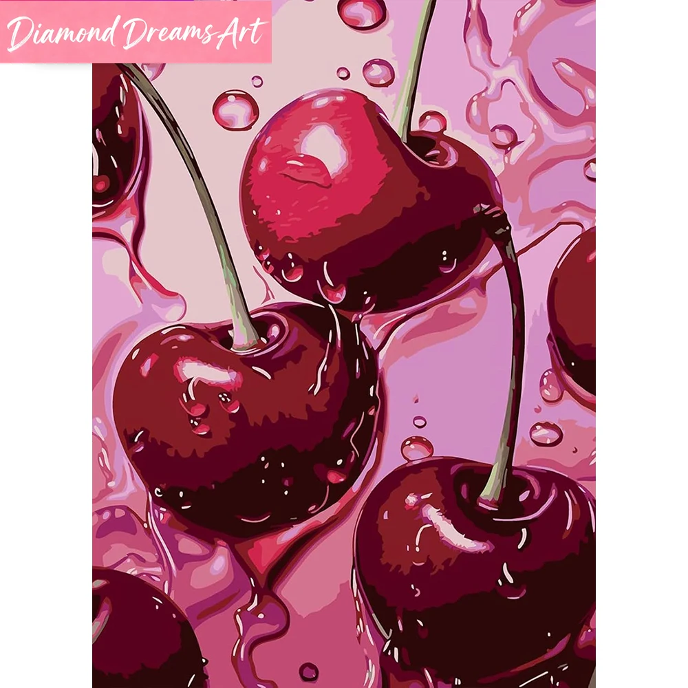 Frameless, New Arrival Diamond Embroidery Cherry Fruit Painting Pattern For Adults Beginners Diamond Mosaic DIY Child Hobby